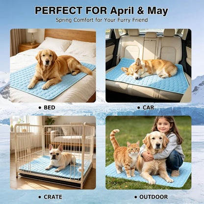 Dog Cooling Mat, Breathable Cooling Mat for Large Dogs(Q-Max>0.4) Washable Cold Crate Pad Cooling Dog Bed Mats, Non-Slip Dog Cooling Pad, Cats Cooling Mat for Kennels, Crates, Cars, Indoor & Outdoor